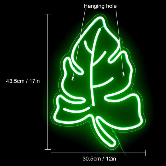 Neon Green Tropical Monstera Leaf Botanical Light Decor Hippie Bedroom Dorm Deco - Picture 3 of 6
